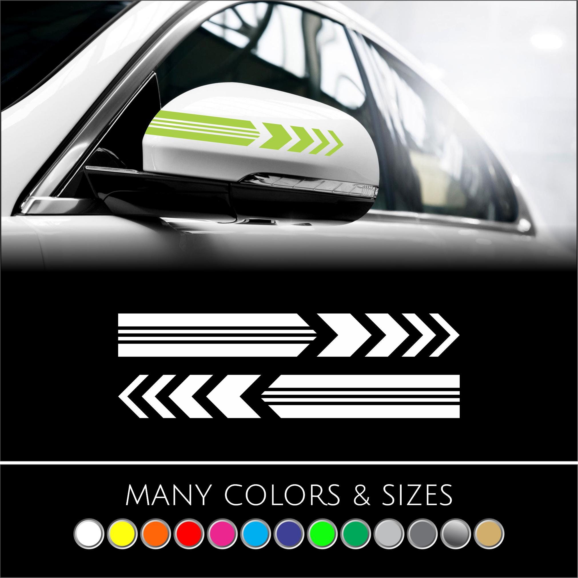 Set of 2 Car Side Mirror Decals – Vinyl Stripe Stickers – 8