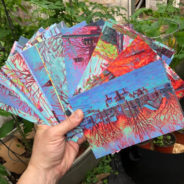 24 5x7 postcards of my paintings of South Minneapolis neighborhoods.