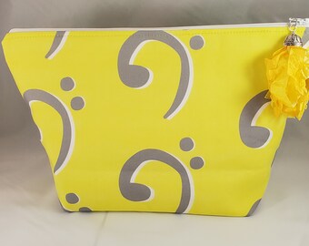 Bass clef; music; music notes; cosmetic bag; zippered bag; zippered pouch; travel bag