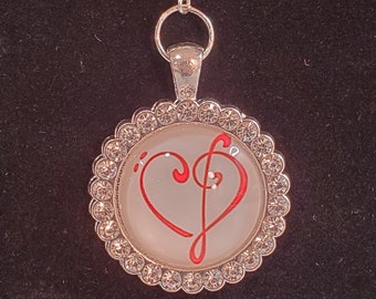 Bass/Treble Clef Heart Necklace;