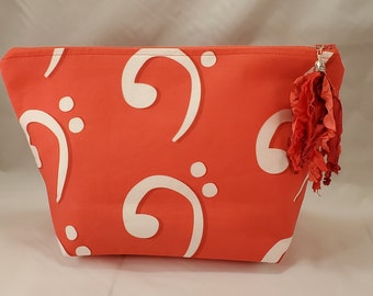 Bass clef; music; music notes; cosmetic bag; zippered bag; zippered pouch; travel bag