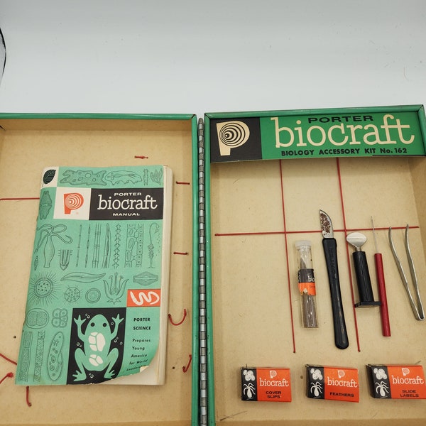 Vintage 1959 Porter Biocraft Biology Accessory Kit No 162 kids science kit metal case