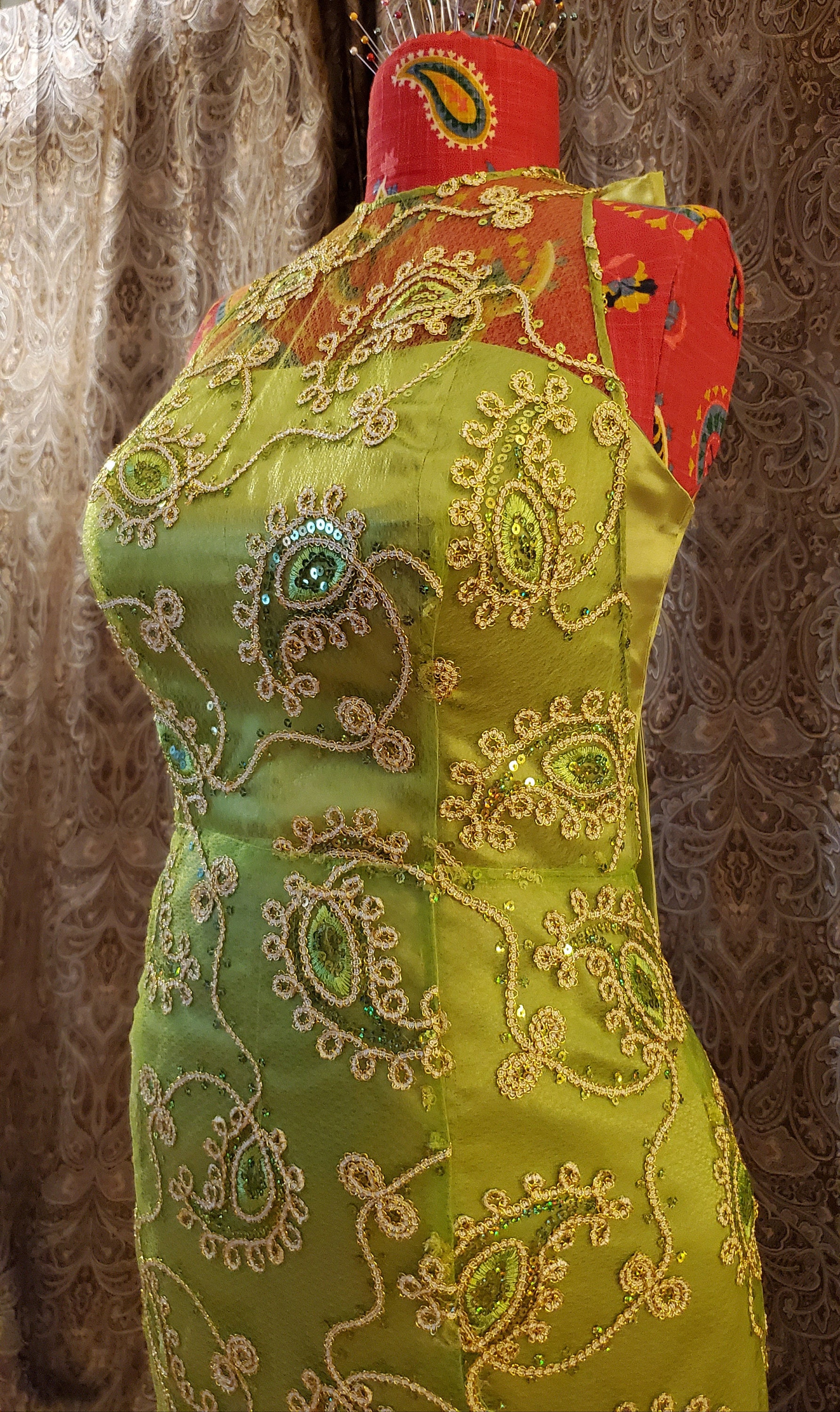 chartreuse evening gown