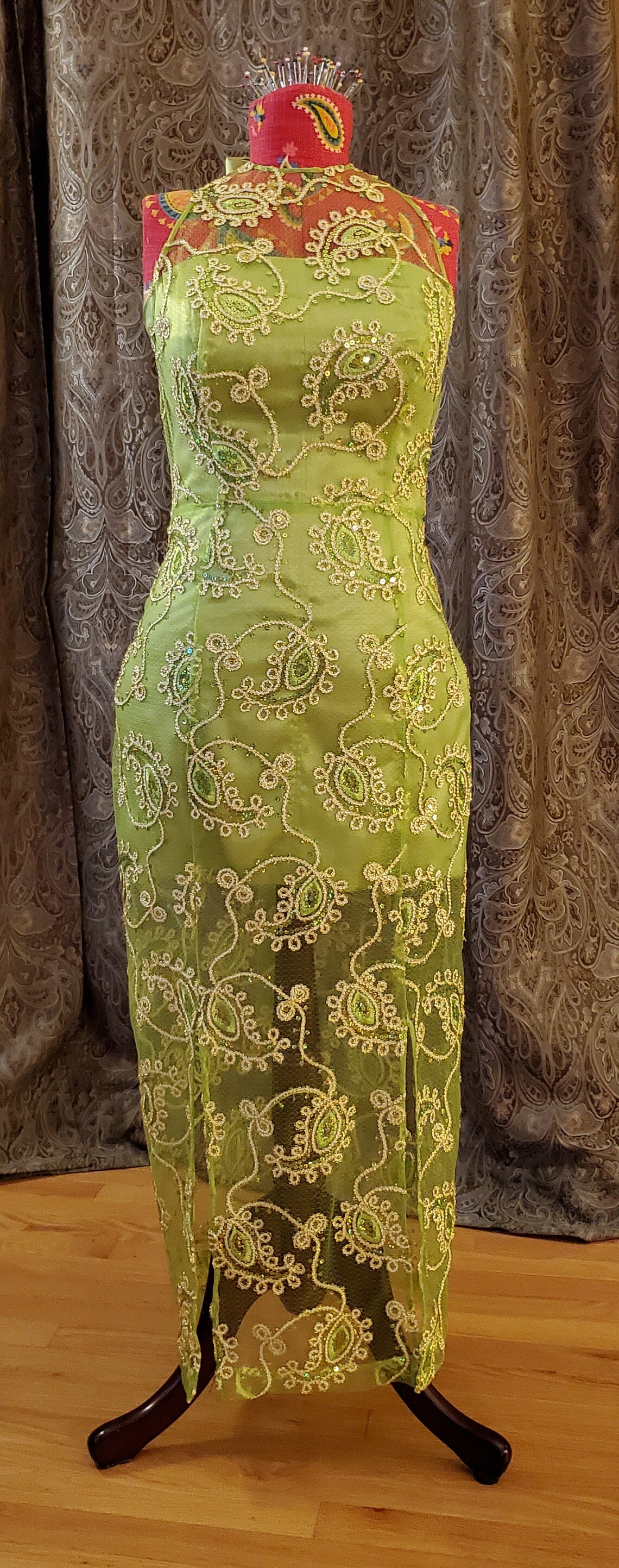 chartreuse evening gown