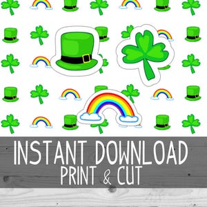 PRINTABLE Saint Patrick Day Stickers Hat Clover Stickers Green Planner Stickers Happy Planner St Patty St Patricks Stickers INSTANT DOWNLOAD