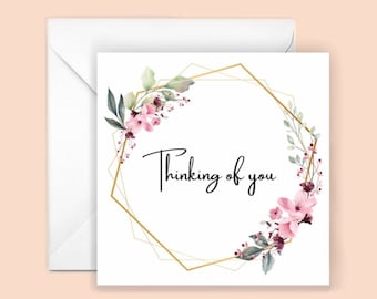 Thinking Of You Floral Card Get Well Sympathy Card Greeting Card