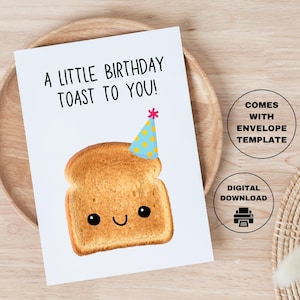 Afdrukbare A Little Birthday Toast To You Card Grappige verjaardagskaart Instant Download kaart Verjaardagskaart voor haar hem met envelopsjabloon PDF