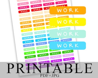 DRUCKBARE Arbeit Planner Aufkleber Rota Zeitplan Regenbogen Bunt Erin Condren Happy Planner Planner Header Sticker DRUCKBARE