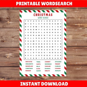 Printable Christmas Wordsearch Fun For Family Christmas Activity Kids Crafts Christmas Family Game Digital Download Printable Word Search