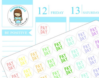 56 Kawaii Pay Day Stickers Planner Small Rainbow Cute Handmade Stickers Erin Condren Kikki K Filofax AC41