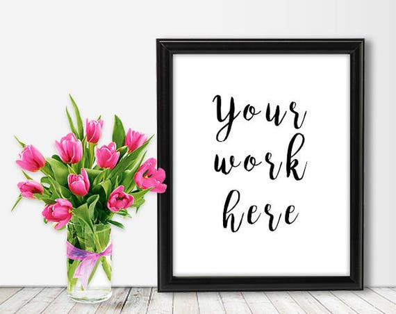 Download Frame Flower Product Mockup Vertical Black Empty Frame