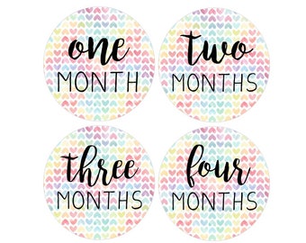 12 MONTHS Baby Stickers Milestone Clothing Rainbow Baby One To Just Born One-Piece Stickers Baby Shower Gift Stickers