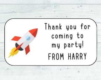 Custom Rocket Space Birthday Party Stickers Thank You For Coming To My Party Stickers Goodie Bag Stickers Personalised Stickers