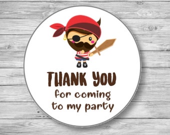 Pirate Birthday Party Stickers Party Bag Stickers Pirate Theme Stickers Thank You For Coming Goodie Bag Stickers