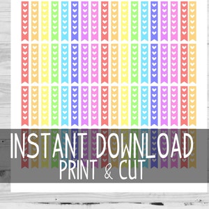 PRINTABLE Rainbow Heart Checklist Flags Planner Stickers Vertical Happy Planner Erin Condren, Instant Download, ECLP Planner Sticke
