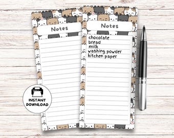 Printable Cat Notepad Cat Stationery Cats Theme Printable Notepad Note Paper Shopping List Digital Cat Notepad Cute Stationery PDF and PNG