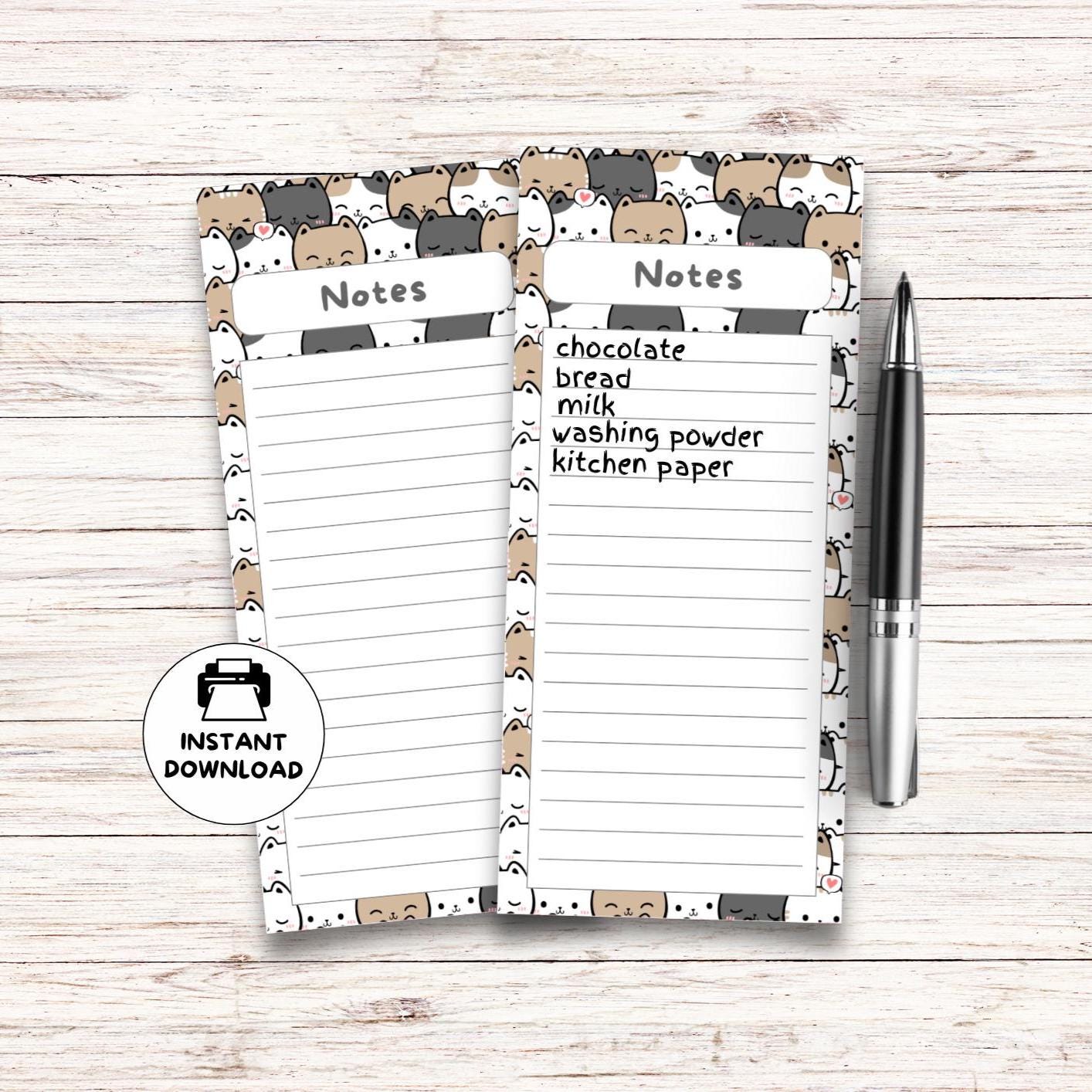 Printable Cat Notepad Cat Stationery Cats Theme Printable Notepad Note ...