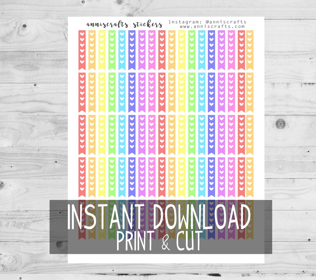 PRINTABLE Rainbow Heart Checklist Flags Planner Stickers Vertical Happy ...