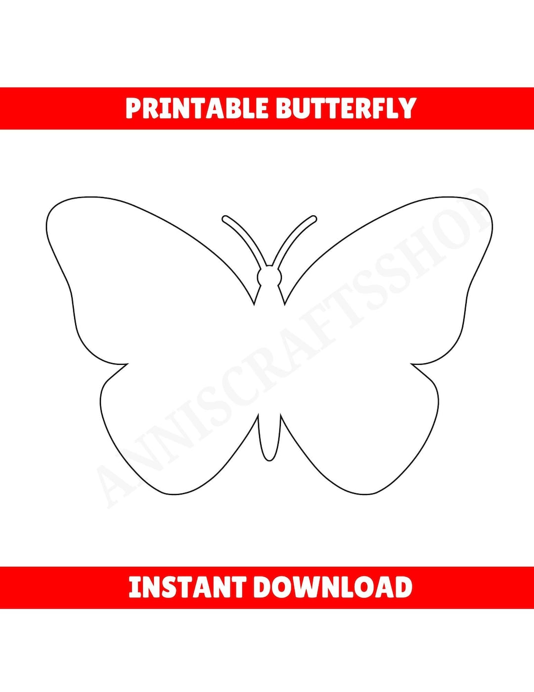 Printable Butterfly Template PDF Butterfly Coloring Page Spring Crafts