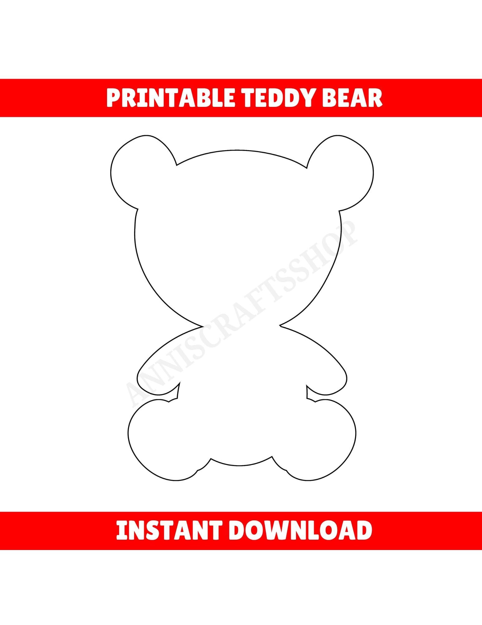 Printable Teddy Bear Template Outline Lineart PDF Digital Download printable-teddy-bear-template-outline-lineart-pdf-digital-download