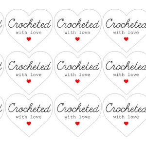 35 Crocheted With Love Heart Shaped Stickers Labels Packaging Cute ...