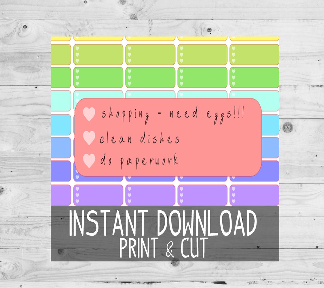 PRINTABLE Checkbox Planner Stickers Heart Check off Shopping to Do List ...
