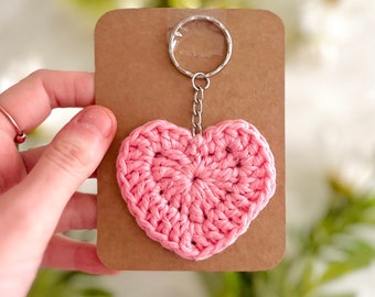 Crochet Heart Keychain Valentines Day Small Gift Cute Keychain