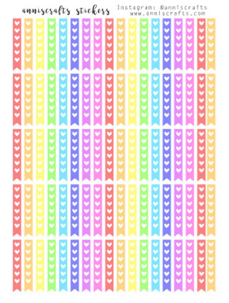 PRINTABLE Rainbow Heart Checklist Flags Planner Stickers Vertical Happy ...