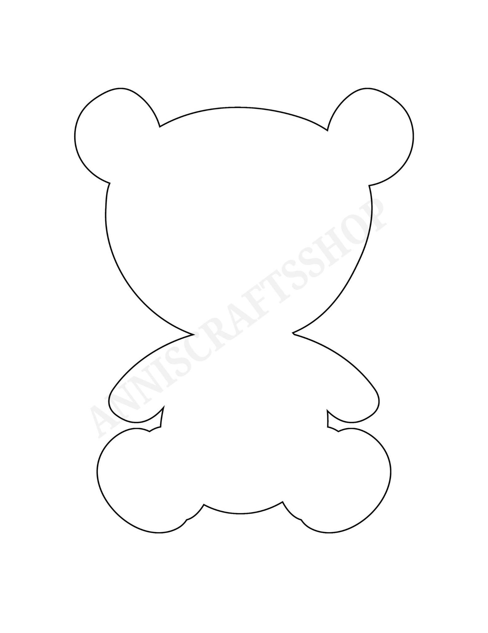 Printable Teddy Bear Template Outline Lineart PDF Digital Download printable-teddy-bear-template-outline-lineart-pdf-digital-download
