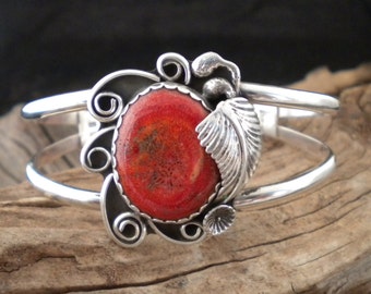 Sponge Coral Sterling Silver Double Band Bracelet Handmade Signed Piece HandcraftedSWDesigns
