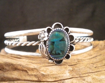 Blue Green Paua Shell Sterling Silver Double Band & Rope Bracelet Cuff Bracelet Handmade HandcraftedSWDesigns