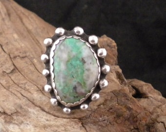 Size 9.25 Ring Sterling Silver Turquoise Statement Ring Handcrafted Signed HancraftedSWDesigns