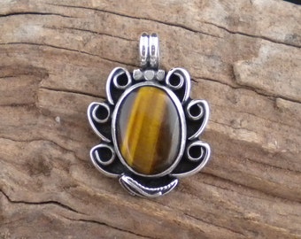 Tiger Eye Pendant Sterling Silver Handmade HandcraftedSWDesigns