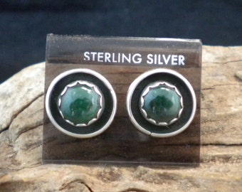 Green Malachite Earrings Sterling Silver Signed Piece HandcraftedSWDesigns