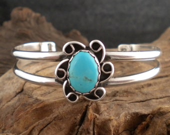 Kingman Turquoise Sterling Silver Bracelet Cuff Bracelet Child Bracelet Statement Bracelet Handmade  HandcraftedSWDesigns