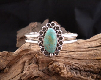 Kingman Turquoise Sterling Silver Bracelet Handmade Handcrafted Jewelry HancraftedSWDesigns