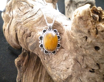 Pendant Tiger Eye & Sterling Silver Handmade Signed Piece HandcraftedSWDesigns