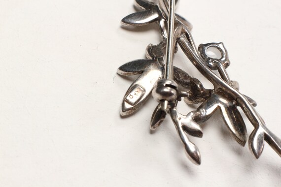 Beautiful solid silver brooch decorated with moon… - image 6