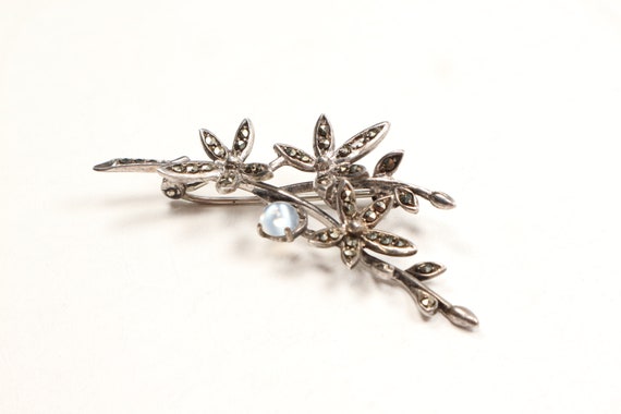Beautiful solid silver brooch decorated with moon… - image 3
