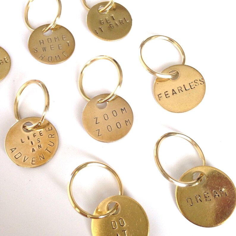 Custom Stamped Personalized Brass Keychain Etsy