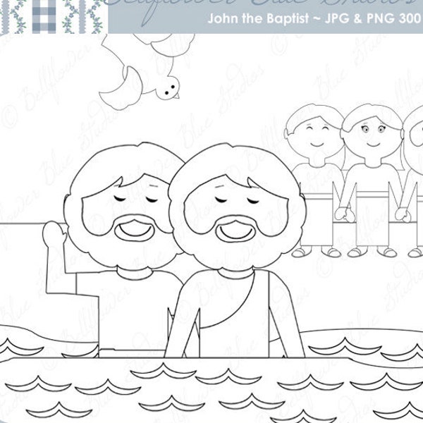 John the Baptist Digital Clipart (black & white line art version)