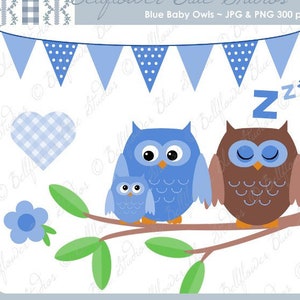 Blaue Baby Eulen Digitale Clipart