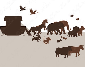 SALE! Noah's Ark Digital Clipart (Brown Tones Silhouette version)