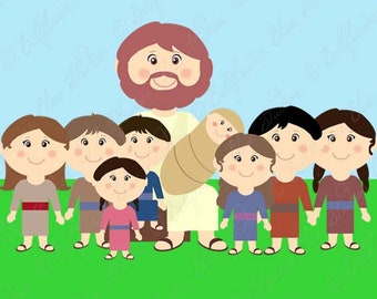 Jesus and the Children Digital Clipart