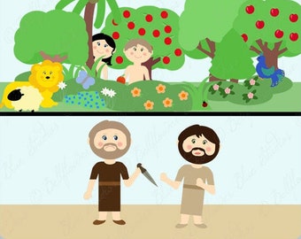 SALE! The Family of Adam and Eve (Adam and Eve/Cain and Abel/Seth) Digital Clipart