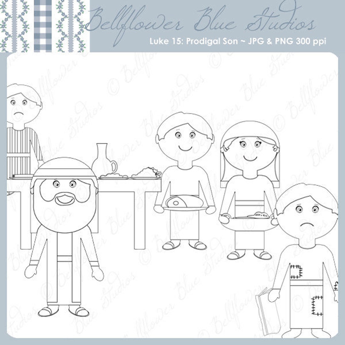 Luke 15 Digital Clipart: the Prodigal Son (black and White Line Art) - Etsy