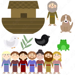 SALE Noah's Ark Digital Clipart Full Color version, now includes .svg files image 2