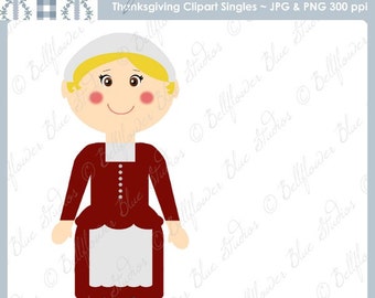 Pilgrim Woman Digital Clipart Single