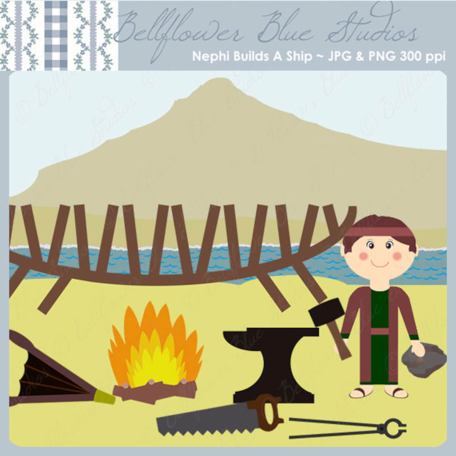 Nephi Builds A Ship Digital Clipart - Etsy