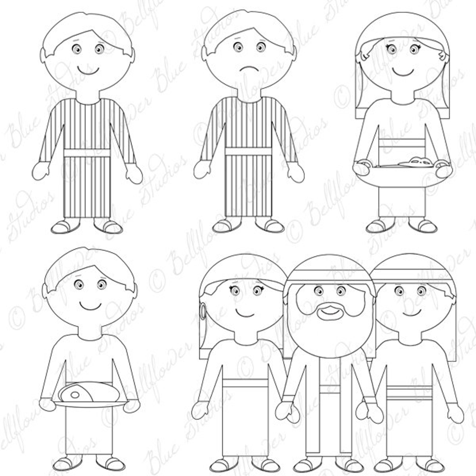 Luke 15 Digital Clipart: the Prodigal Son (black and White Line Art) - Etsy